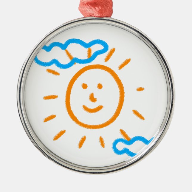 Upload Art Drawing Turn Kids Artwork to  Metal Ornament (Front)