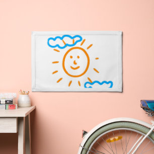 Upload Art Photo Turn Kids Artwork to White Pennant