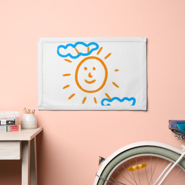 Upload Art Photo Turn Kids Artwork to White Pennant (Insitu 2)