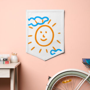 Upload Art Photo Turn Kids Artwork to White Pennant