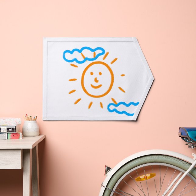 Upload Art Photo Turn Kids Artwork to White Pennant (Insitu 2)