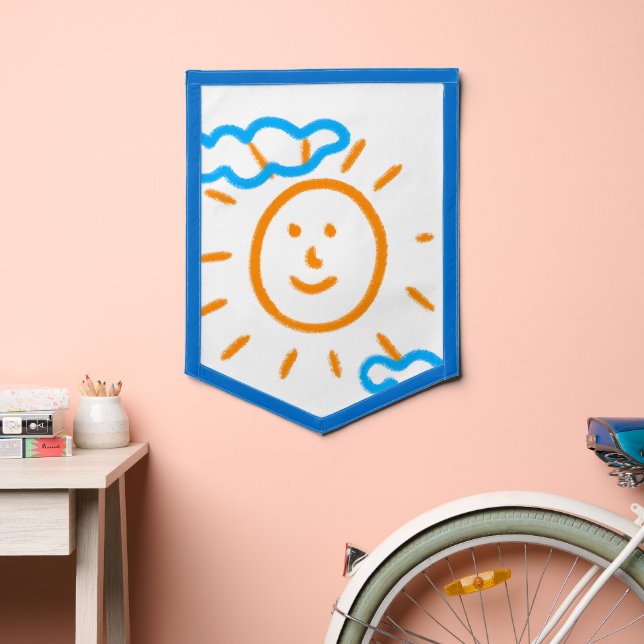 Upload Art Photo Turn Kids Artwork to White Pennant (Insitu 2)