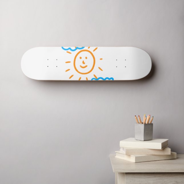Upload Art Photo Turn Kids Artwork to White Skateboard (Wall Art (Horz))