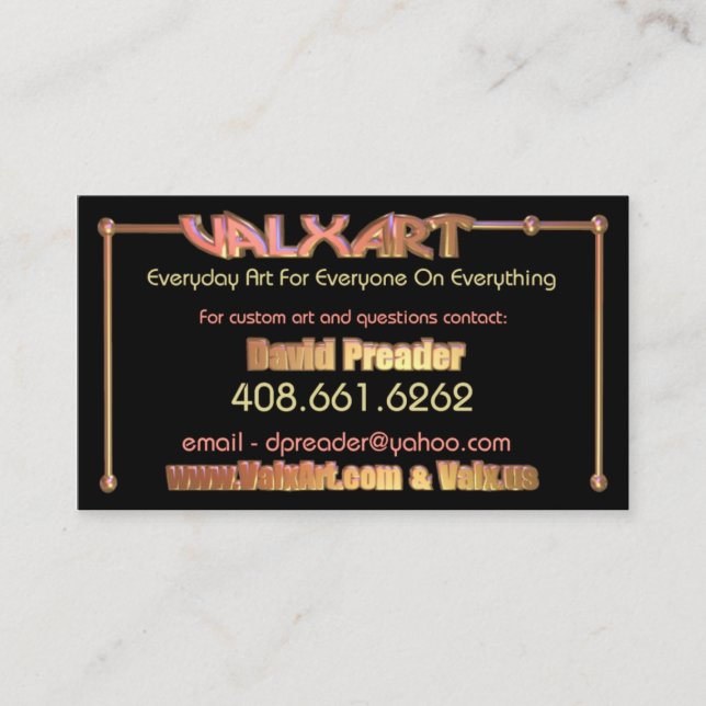 Upload art to 2 side Valxart business card (Front)