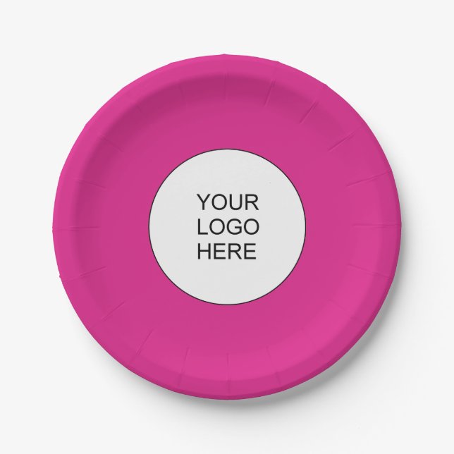 Upload Business Company Logo Add Text Template Paper Plates (Front)