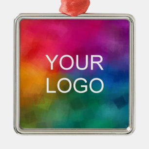 Upload Business Company Logo Custom Premium Square Metal Ornament