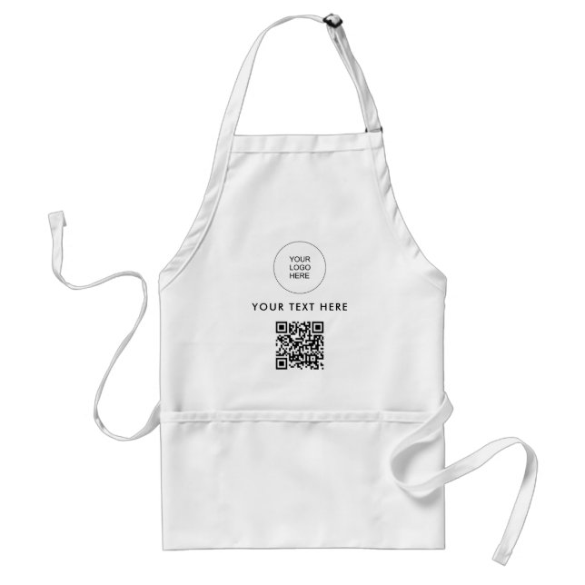 Upload Business Company Logo Text Template QR Code Adult Apron (Front)