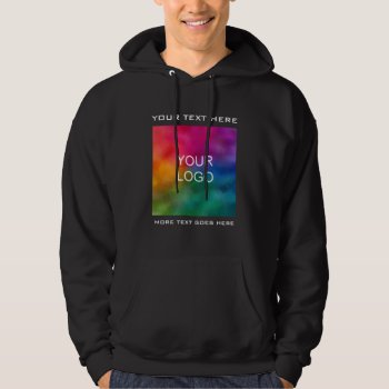 Upload Business Logo Add Text Employee Mens Black Hoodie by art_grande at Zazzle