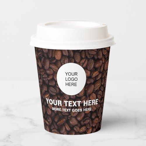 Upload Business Logo Add Text Marketing With Lid Paper Cups