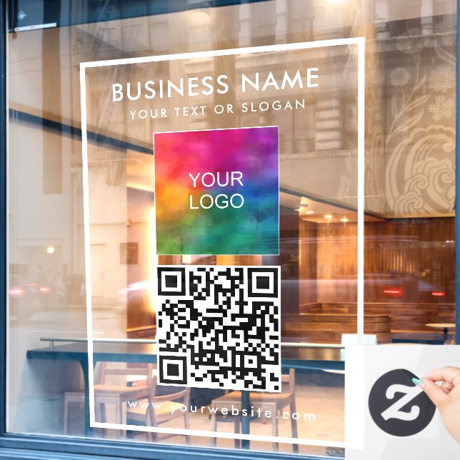 Upload Business Logo Add Text QR Code Vertical Window Cling (Cafe Window)