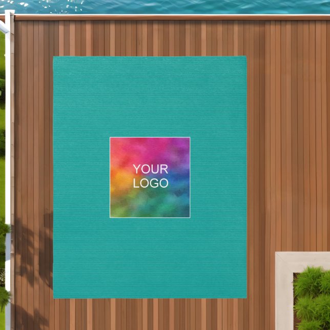 Upload Business Logo Here Add Text Teal Blue Green Outdoor Rug (Insitu (Outdoor 2))