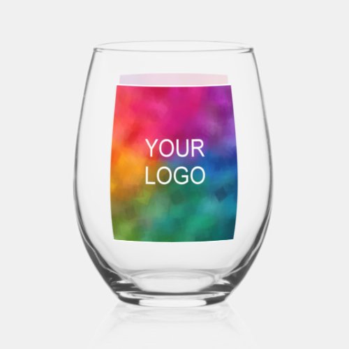 Upload Business Logo Here Modern Custom Template Stemless Wine Glass