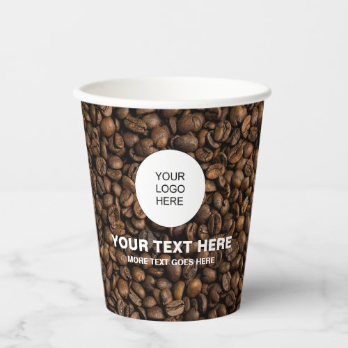 Upload Business Logo Here Promotional Coffee Beans Paper Cups