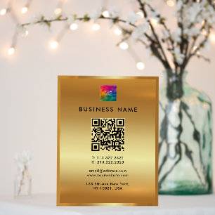 Upload Business Logo QR Code Gold Branding Foam Board