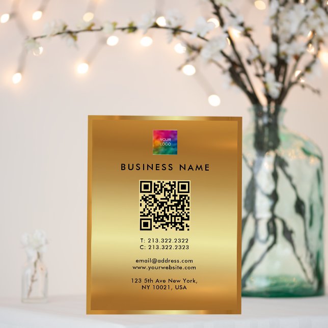 Upload Business Logo QR Code Gold Branding Foam Board (In Situ (Wedding))