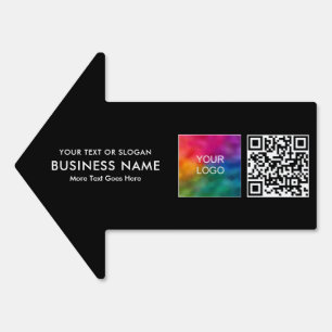 Upload Business Logo QR Code Template Arrow Yard Sign