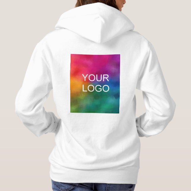 Upload Business Logo White Color Template Hoodie (Back)