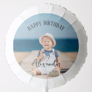 Upload Child Photo Custom Name with Happy Birthday Balloon