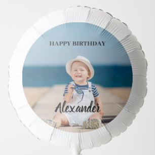 Upload Child Photo Custom Name with Happy Birthday Balloon