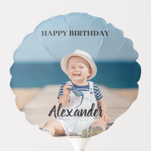 Upload Child Photo Name Two Sided Balloon (Front)