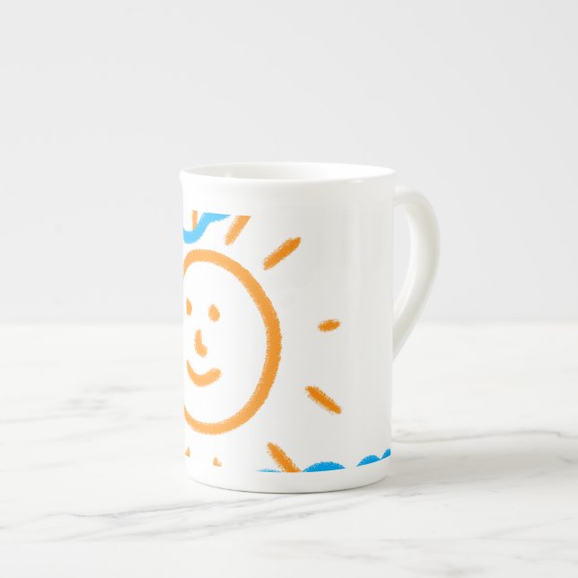 Upload Childs Drawing Turn Kids Artwork to  Bone China Mug (Front Right)