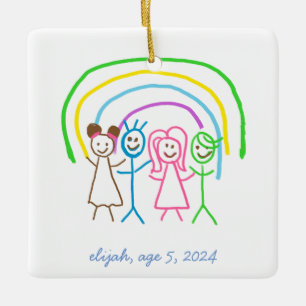 Upload Childs Drawing Turn Kids Artwork to Ceramic Ornament