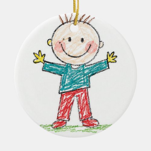 Upload Childs Drawing Turn Kids Artwork to Ceramic Ornament