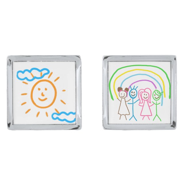 Upload Childs Drawing Turn Kids Artwork to Cufflinks (Front)