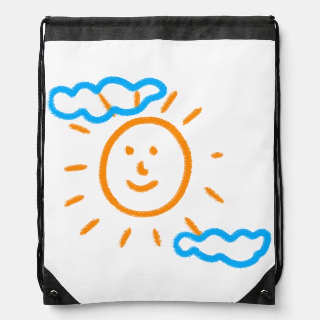 Upload Childs Drawing Turn Kids Artwork to Drawstring Bag (Front)