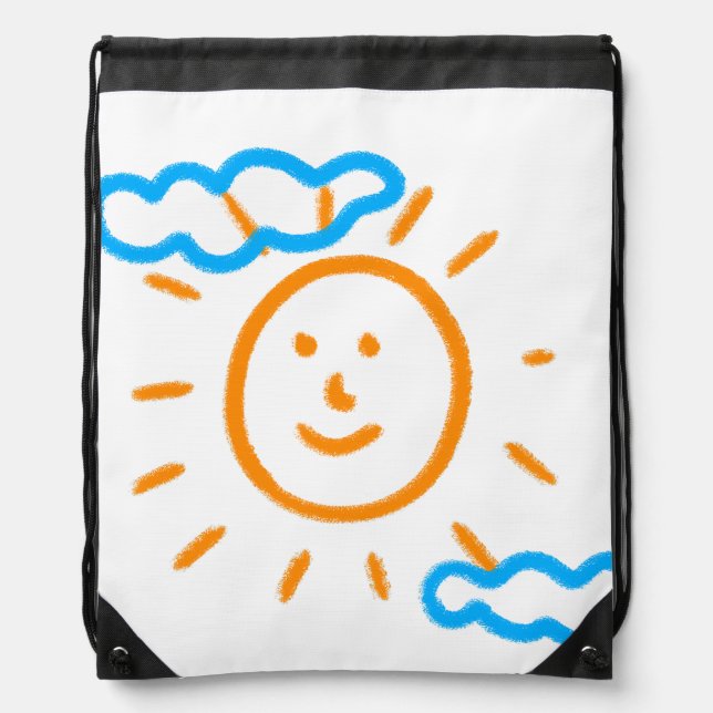 Upload Childs Drawing Turn Kids Artwork to Drawstring Bag (Front)