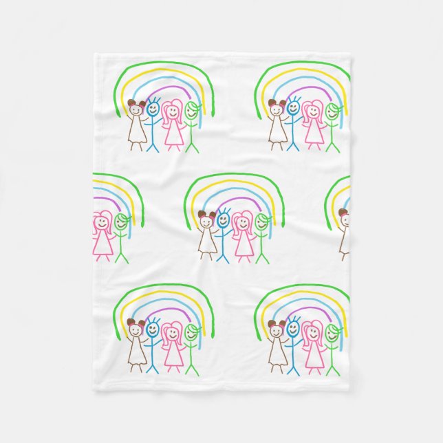 Upload Childs Drawing Turn Kids Artwork to Fleece Blanket (Front)