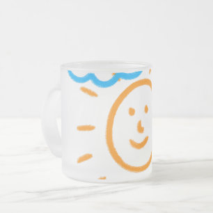 Upload Childs Drawing Turn Kids Artwork to Frosted Glass Coffee Mug