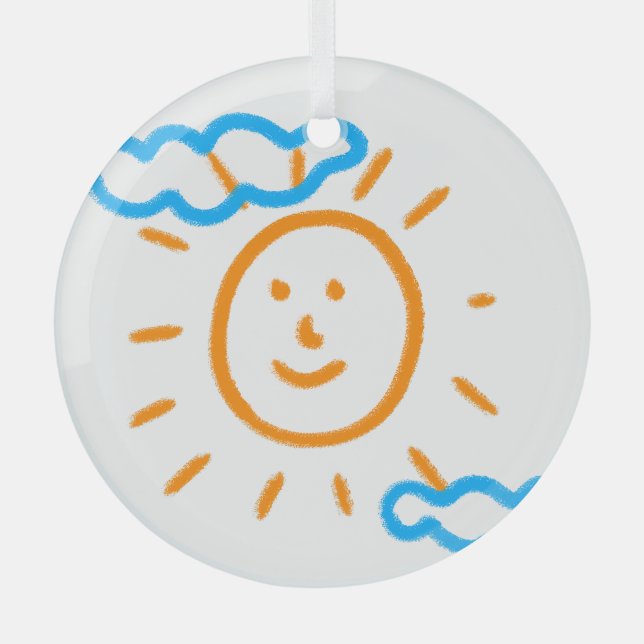 Upload Childs Drawing Turn Kids Artwork to  Glass Ornament (Front)