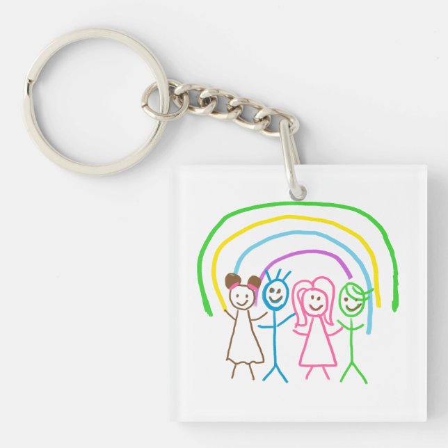 Upload Childs Drawing Turn Kids Artwork to Keychain (Front)