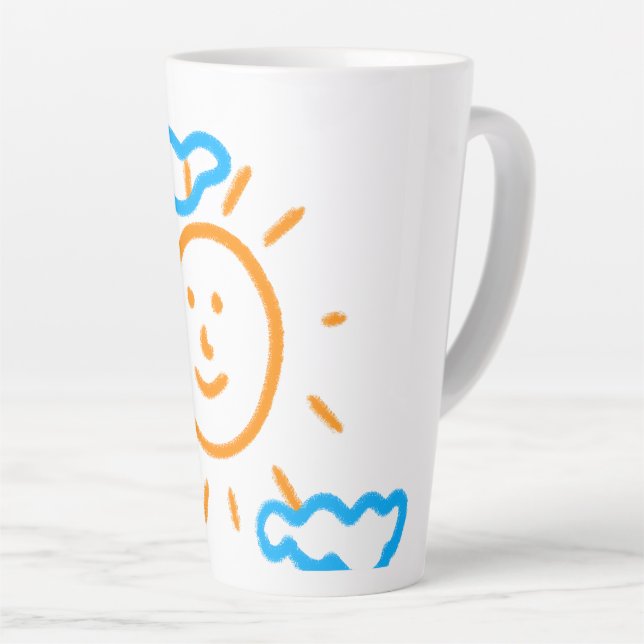 Upload Childs Drawing Turn Kids Artwork to  Latte Mug (Right Angle)