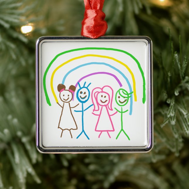 Upload Childs Drawing Turn Kids Artwork to Metal Ornament (Tree)