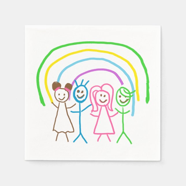 Upload Childs Drawing Turn Kids Artwork to Napkins (Front)