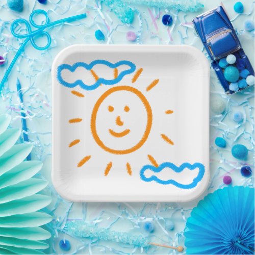 Upload Childs Drawing Turn Kids Artwork to Paper Plates