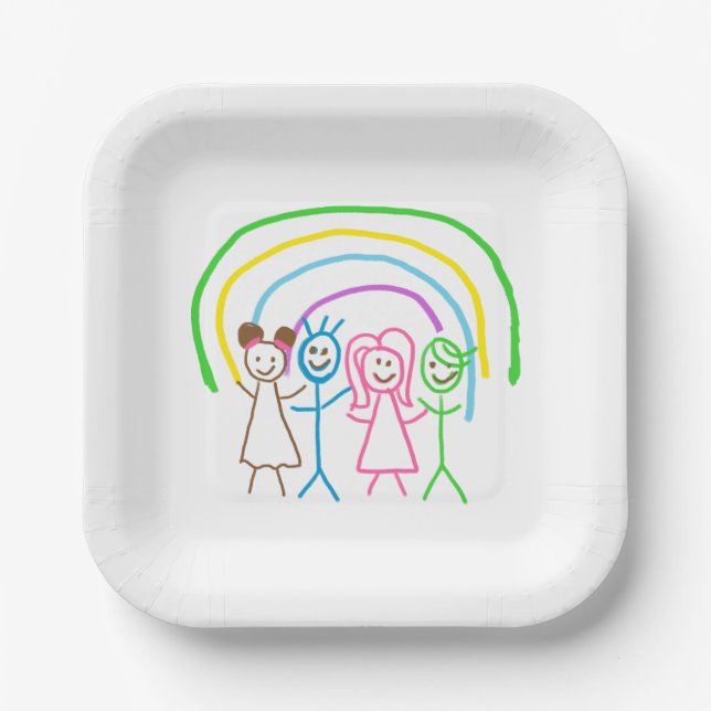 Upload Childs Drawing Turn Kids Artwork to Paper Plates (Front)