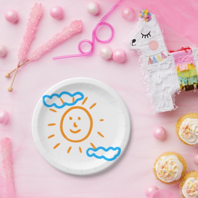 Upload Childs Drawing Turn Kids Artwork to Paper Plates (Party)