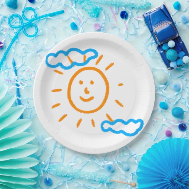 Upload Childs Drawing Turn Kids Artwork to Paper Plates (Party)