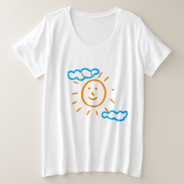 Upload Childs Drawing Turn Kids Artwork to Plus Size T-Shirt (Design Front)