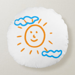Upload Childs Drawing Turn Kids Artwork to Round Pillow