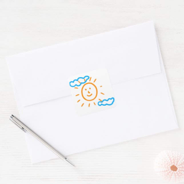 Upload Childs Drawing Turn Kids Artwork to Square Sticker | Zazzle