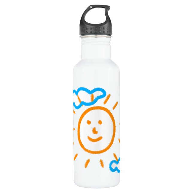 Upload Childs Drawing Turn Kids Artwork to  Stainless Steel Water Bottle (Front)