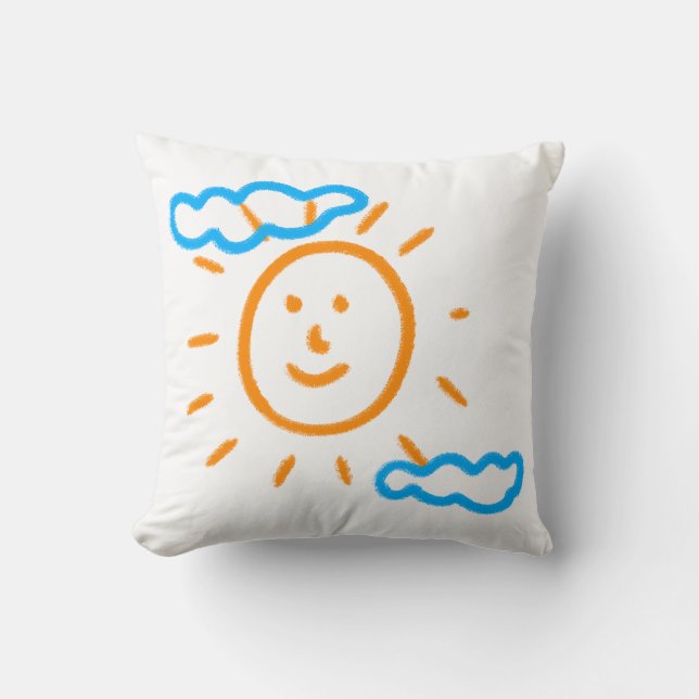 Upload Childs Drawing Turn Kids Artwork to Throw Pillow (Front)
