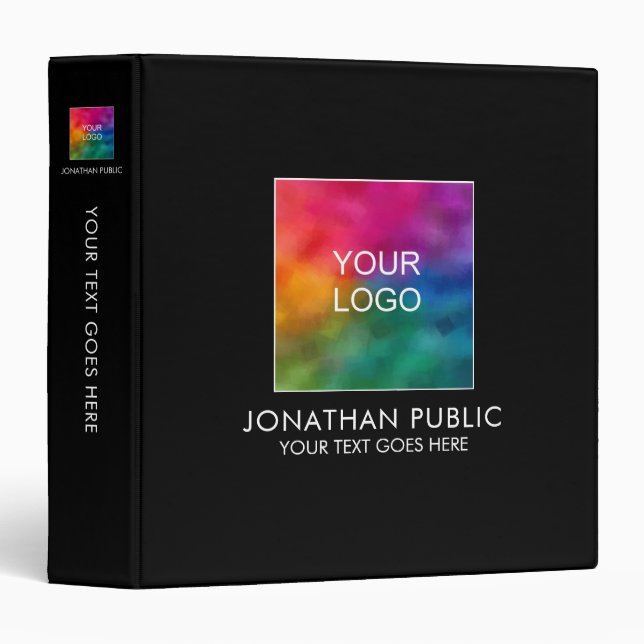 Upload Company Logo Add Text Customizable Template 3 Ring Binder (Front/Spine)