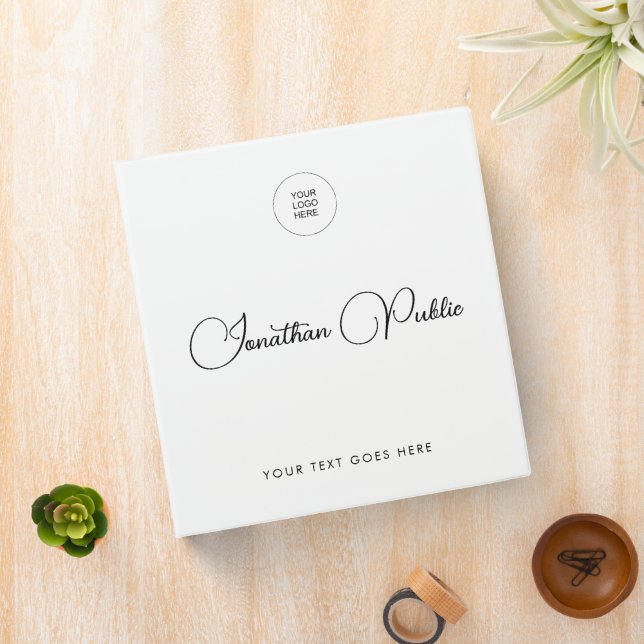 Upload Company Logo Custom Script Name Template 3 Ring Binder (In Situ)