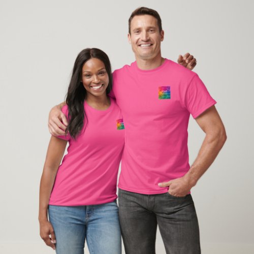 Upload Company Logo Mens Modern Wow Pink Template T_Shirt