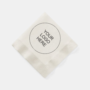 Upload Company Logo Text Ecru Coined Cocktail Napkins